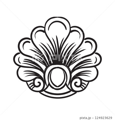 Baroque design element hand drawing ornament vector illustration 124923629