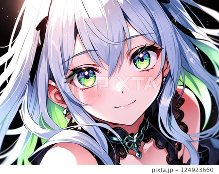 イラスト 銀髪の美少女 シンプル背景 イラスト 銀髪の美少女 シンプル背景 124923660