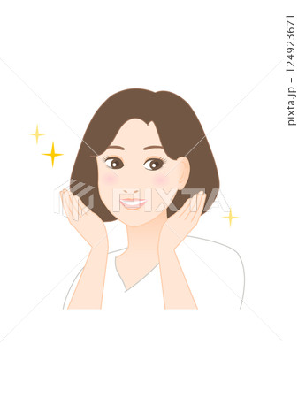 笑顔で喜ぶ女性のイラスト 笑顔で喜ぶ女性のイラスト 124923671
