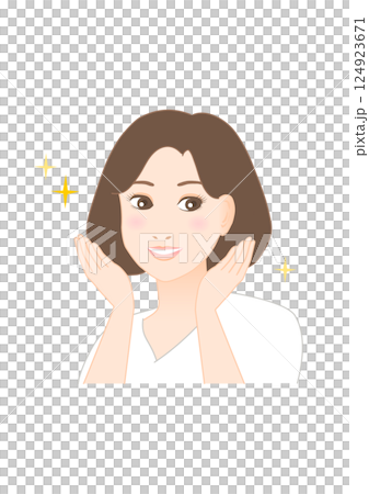 笑顔で喜ぶ女性のイラスト 笑顔で喜ぶ女性のイラスト 124923671