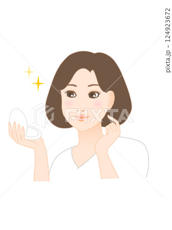 鏡を見て美しさに喜ぶ女性のイラスト 124923672