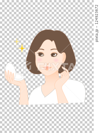 鏡を見て美しさに喜ぶ女性のイラスト 124923672