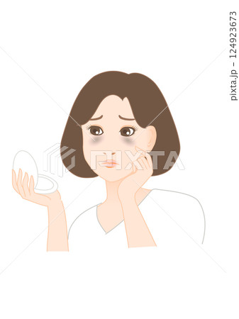 目の下のクマに悩む女性のイラスト 124923673
