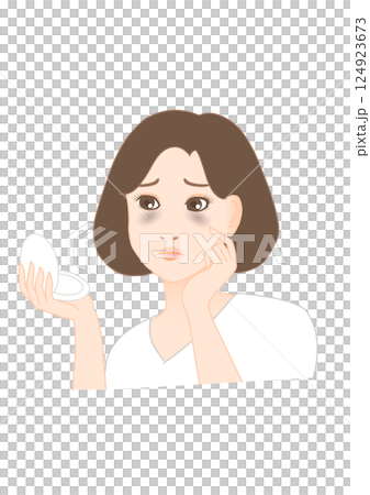 目の下のクマに悩む女性のイラスト 124923673