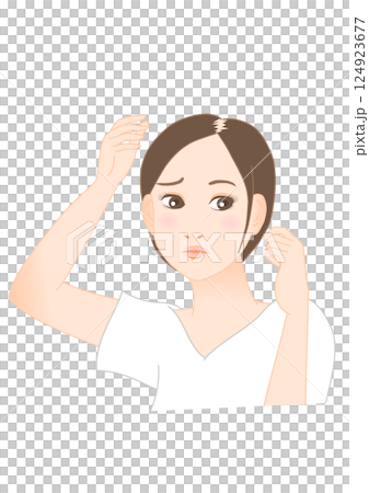薄毛に悩む女性のイラスト 124923677