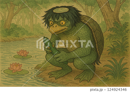 河童（日本の水辺の妖怪）_1のイラスト素材 [124924346] - PIXTA