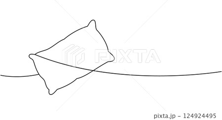 Rectangle pillow one line continuous drawing. Comfortable fluffy pillow. Vector illustration. 124924495