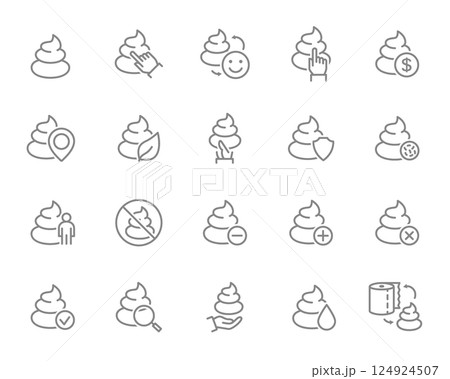 Poop set line icon. Pile of shit symbol. Vector illustration. 124924507