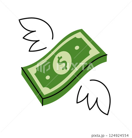 Money with wings. Flying dollar bill. Money investment and business commerce. Vector illustration. 124924554
