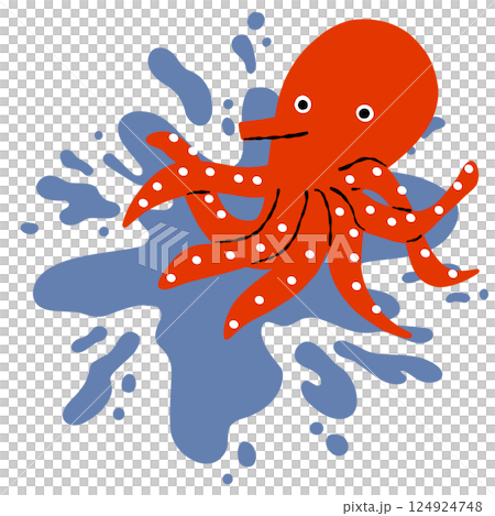 墨を吐くタコのイラスト 124924748