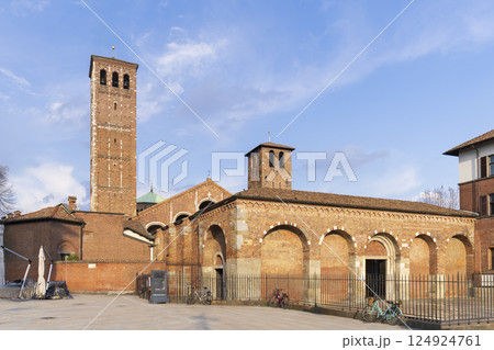 Nice view of abbey of Saint Ambrose exterior at sunny day 124924761