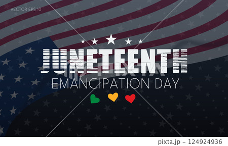 Emancipation Day Juneteenth Poster with Distressed Text and Heart Motifs 124924936
