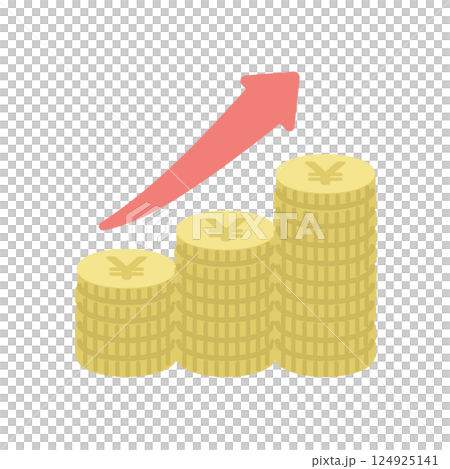Money increasing, rising arrow illustration 124925141