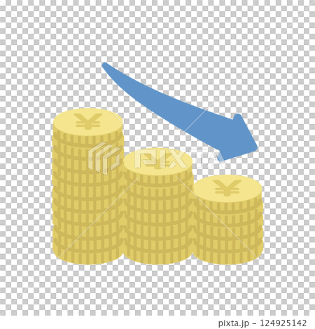 Money decreasing, descending arrow illustration 124925142