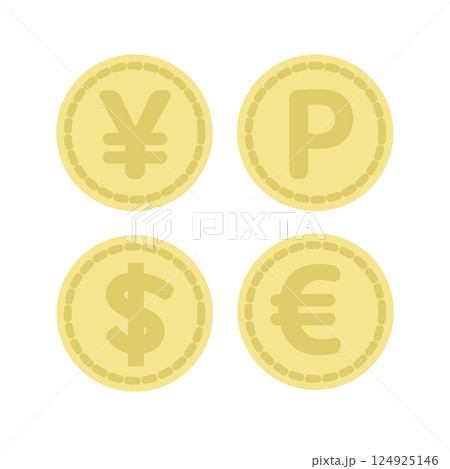 お金  ドル  円  ユーロ  イラスト 124925146