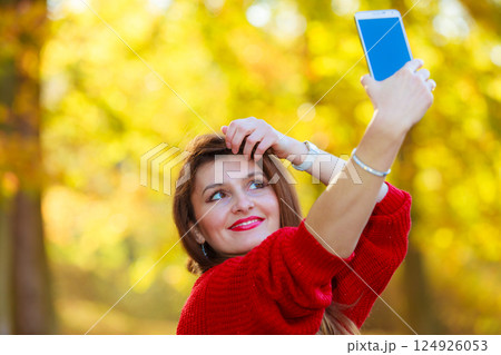 Gorgeous girl taking selfie. Gorgeous girl taking selfie. 124926053