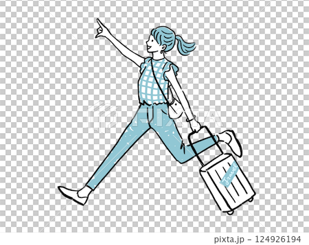 旅行で自撮りをする女性2人 背景なし 旅行で自撮りをする女性2人 背景なし 124926194