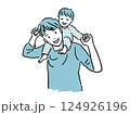 子どもをおんぶするイクメンパパ 124926196
