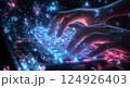 AI時代のタイピング操作を描いたサイバーイメージ 124926403