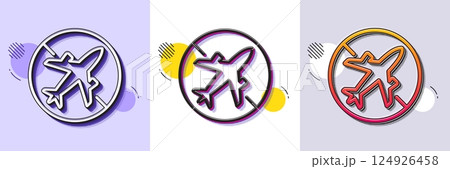 Airplane mode line icon. Halftone dotted pattern. Gradient icon with grain shadow. Cancel flight sign. Turn off mobile in plane symbol. Line airplane mode icon. Various designs. Vector 124926458