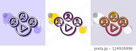 Video conference line icon. Halftone dotted pattern. Gradient icon with grain shadow. Online meeting sign. Video teamwork symbol. Line video conference icon. Various designs. Vector Video conference line icon. Halftone dotted pattern. Gradient icon with grain shadow. Online meeting sign. Video teamwork symbol. Line video conference icon. Various designs. Vector 124926996