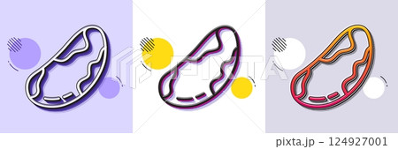Brazil nut line icon. Halftone dotted pattern. Gradient icon with grain shadow. Tasty nuts sign. Vegan food symbol. Line brazil nut icon. Various designs. Vector 124927001