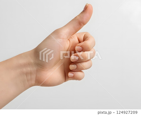 Human Hand Pointing with Index Finger Isolated on White Background 124927209