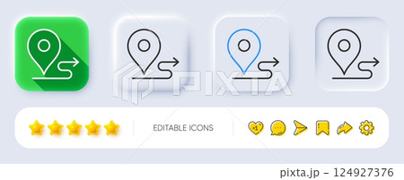 Journey line icon. Neumorphic, Flat shadow, 3d buttons. Road path sign. Route map distance symbol. Line journey icon. Social media icons. Vector Journey line icon. Neumorphic, Flat shadow, 3d buttons. Road path sign. Route map distance symbol. Line journey icon. Social media icons. Vector 124927376