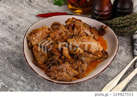Shredded slow cooked pork meat Shredded slow cooked pork meat 124927551