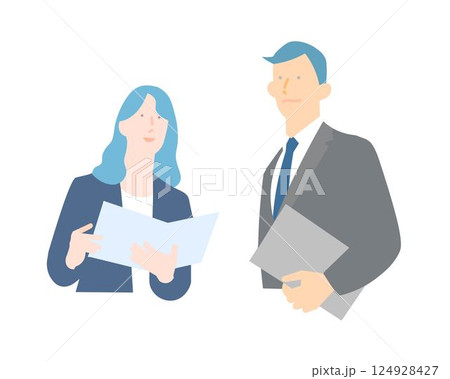 書類またはPCを持つビジネスパーソンー男女ー上半身ークリップボードーベクターイラスト素材 124928427