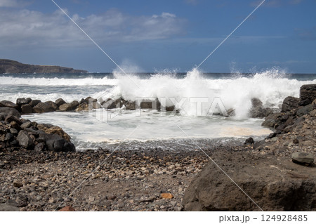 Rocky shore of Atlantic ocean, Gran Canaria, Spain Rocky shore of Atlantic ocean, Gran Canaria, Spain 124928485