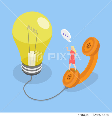 3D Isometric Flat Vector Illustration of Telemarketing, Selling Products Over a Phone 3D Isometric Flat Vector Illustration of Telemarketing, Selling Products Over a Phone 124928520