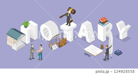 3D Isometric Flat Vector Illustration of Notary Service, Legality Documentation, Certification Work 3D Isometric Flat Vector Illustration of Notary Service, Legality Documentation, Certification Work 124928558