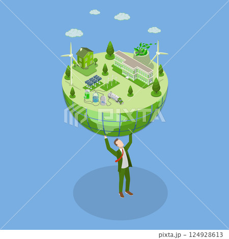 3D Isometric Flat Vector Illustration of Clean Sustainable Industries, Alternative Sustainable Eco Energy 3D Isometric Flat Vector Illustration of Clean Sustainable Industries, Alternative Sustainable Eco Energy 124928613