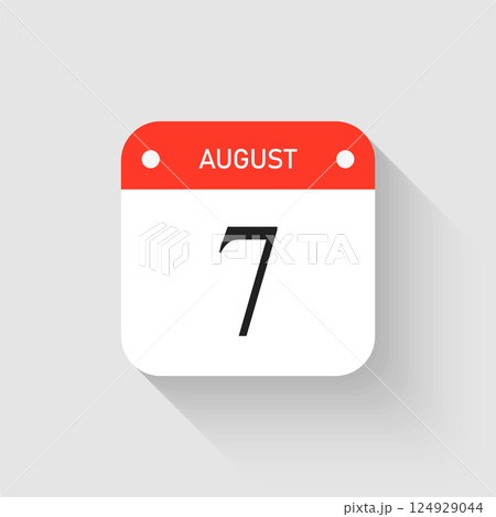 Vector icon page day calendar - 7 August month 124929044