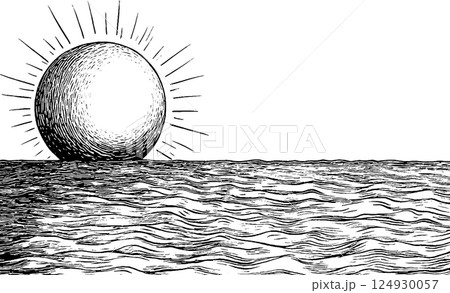 Artistic Sunset Over Ocean 124930057