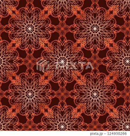 Seamless pattern with mandala shape. Endless knitted ornament. 124930266