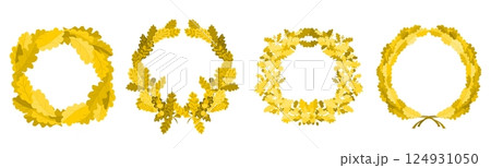 oak wreaths of leaves and acorns ornament element oak wreaths of leaves and acorns ornament element 124931050