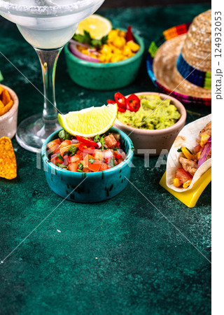 Cinco de Mayo concept with traditional Mexican food Cinco de Mayo concept with traditional Mexican food 124932053