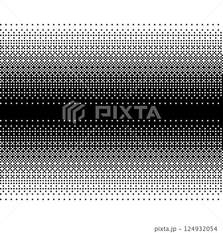 シンプルなドット絵のイラスト素材　黒から透明（白）のグラデーション　四角 124932054