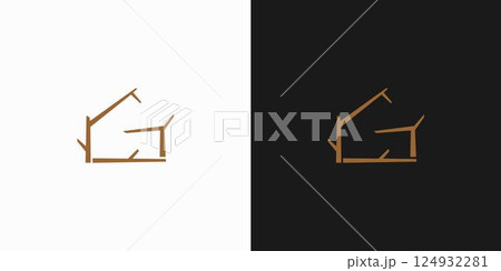 The tree house logo design with the initials G is unique and attractive 124932281