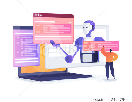 AI Collaborative Coding Assistants abstract concept vector illustration. 124932969