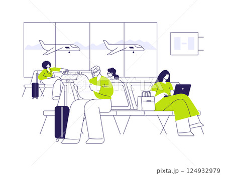 Airport waiting area abstract concept vector illustration. 124932979