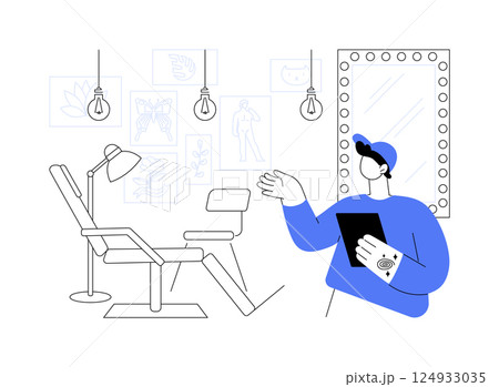 Opening tattoo salon isolated cartoon vector illustrations. Opening tattoo salon isolated cartoon vector illustrations. 124933035
