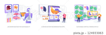 AI and Innovation for Sustainable Nutrition abstract concept vector illustrations. AI and Innovation for Sustainable Nutrition abstract concept vector illustrations. 124933063