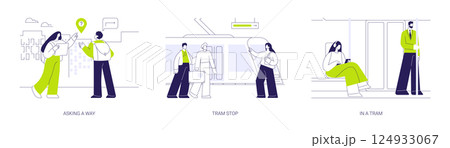 City tram abstract concept vector illustrations. 124933067