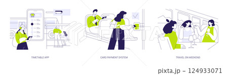 Public transport trip abstract concept vector illustrations. Public transport trip abstract concept vector illustrations. 124933071