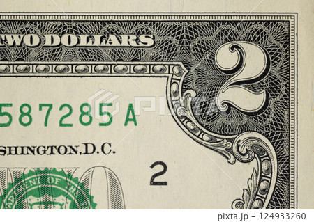 two United States dollar paper banknote parts 124933260