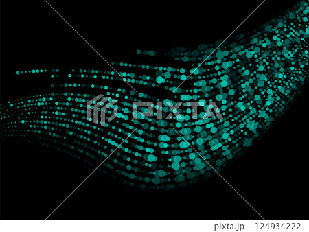 Bright turquoise minimal dotted wavy lines abstract background 124934222