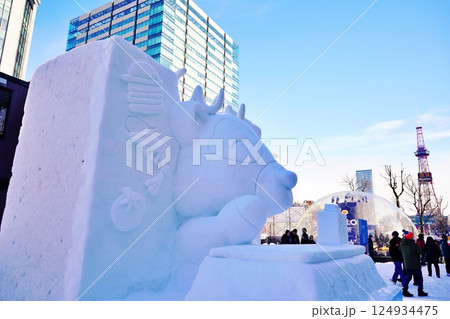 冬の風物詩 さっぽろ雪まつり大通会場の風景 124934475